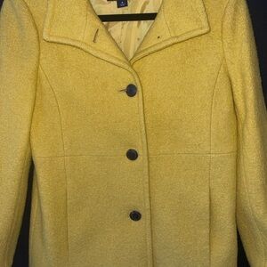 Land’s End Pea Coat Yellow Wool Blend